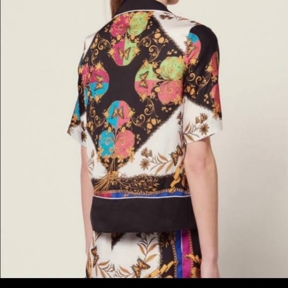 Sandro butterfly satin button down shirt - Picture 3 of 5